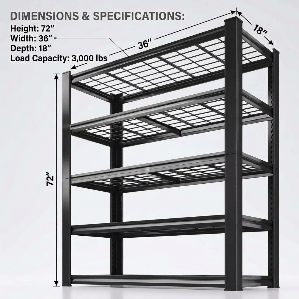 Verlant Supply 72" Industrial Steel Storage Rack (3,000 lbs Capacity)